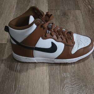 Nike Women's Brown and White High-Top Sneakers